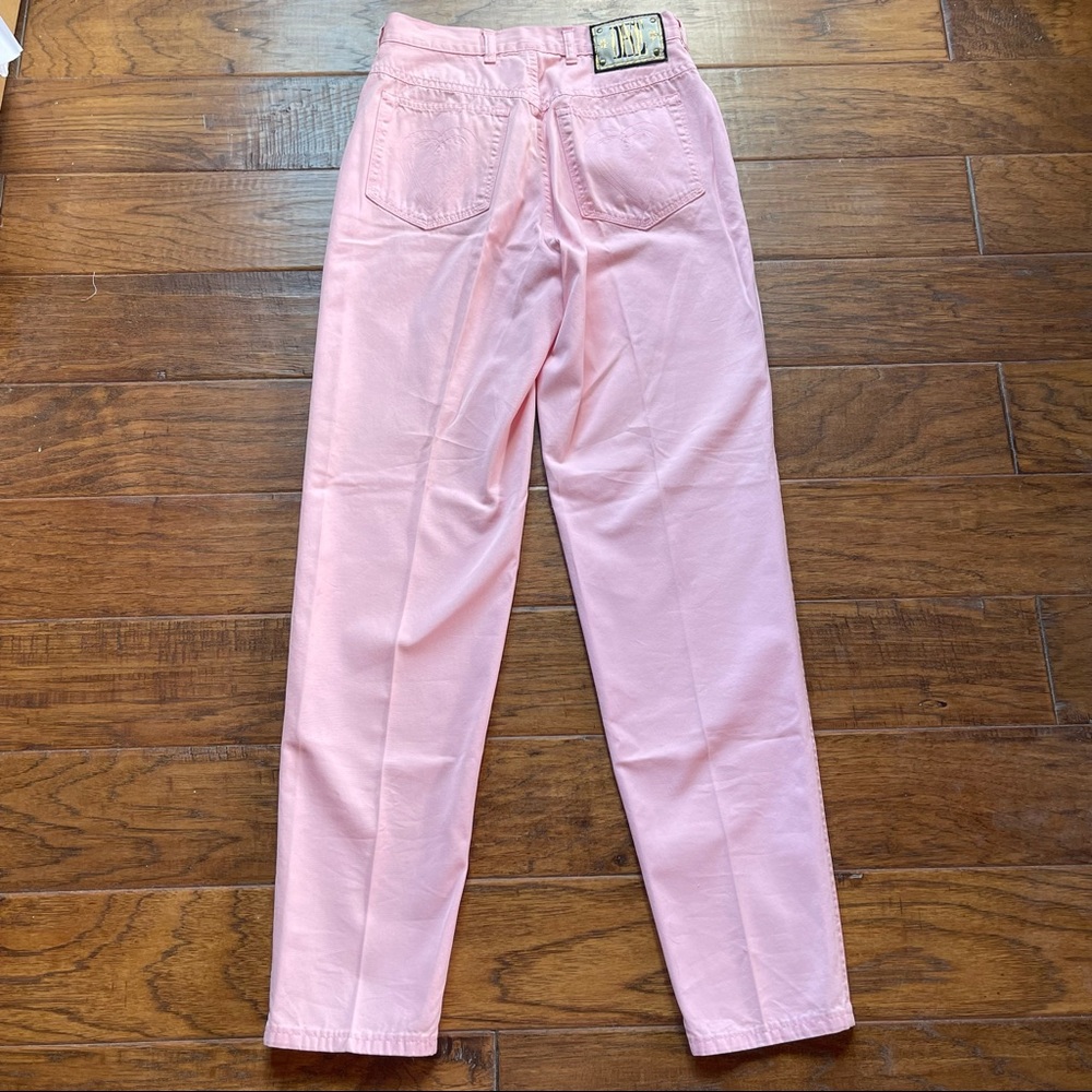 Vintage Escada Margaretha Rey light pink & gold ONE straight leg skinny jeans - Picture 10 of 16